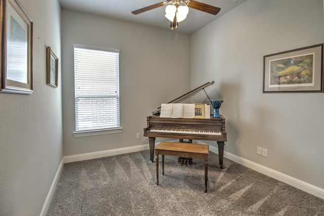 3713 Blessington Dr, Frisco, TX 75036 - living area featuring ceiling fan, carpet floors, and baseboards