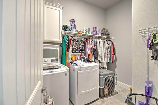 3713 Blessington Dr, Frisco, TX 75036 - laundry room with cabinet space, separate washer and dryer, and baseboards