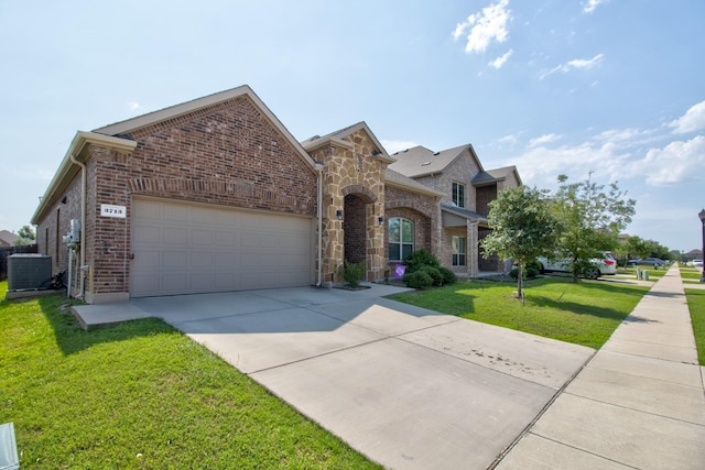 3713 Blessington Dr, Frisco, TX 75036 - french provincial home with a garage, driveway, cooling unit, and brick siding