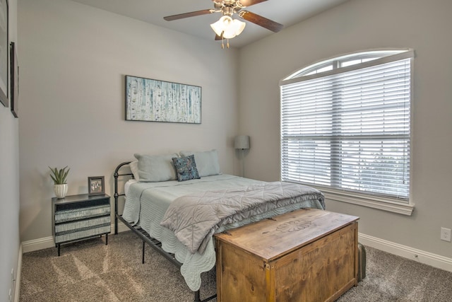 3713 Blessington Dr, Frisco, TX 75036 - bedroom with dark colored carpet, baseboards, and a ceiling fan