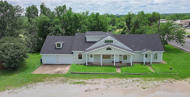 1501 N Business 45, Corsicana, TX 75110 - view of front facade featuring dirt driveway, covered porch, a front lawn, and a shingled roof