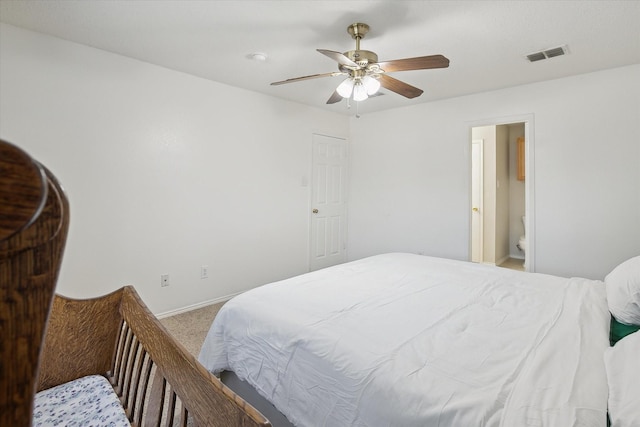521 Ryan St, Saginaw, TX 76179 - carpeted bedroom featuring baseboards, ceiling fan, and ensuite bathroom