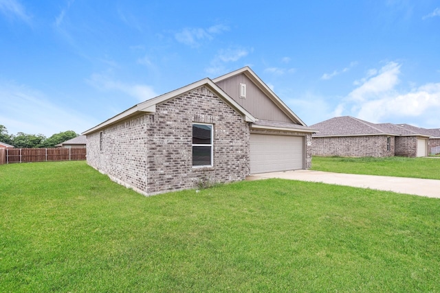 819 S Sutton St, Mabank, TX 75147 - view of side of home with brick siding, concrete driveway, and a garage