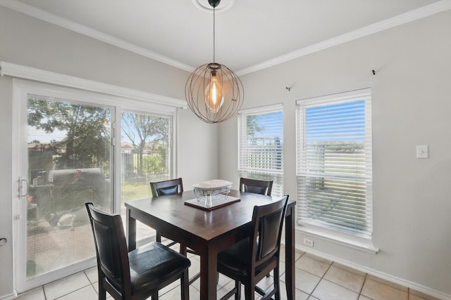 1900 Cassandra Ct, Fort Worth, TX 76131 - dining space featuring light tile patterned floors, baseboards, and ornamental molding