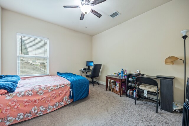 5005 Dominion Blvd, Irving, TX 75038 - carpeted bedroom featuring an office area, baseboards, and a ceiling fan