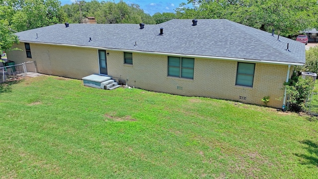 1106 Central Ave, Bowie, TX 76230 - back of property with roof with shingles, brick siding, and a chimney