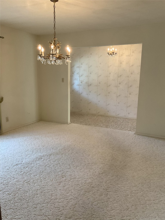 2420 Fairview Dr, Plano, TX 75075 - carpeted spare room with a chandelier