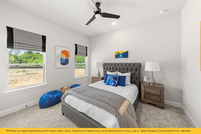 1044 Olympic Dr, Rockwall, TX 75087 - carpeted bedroom with baseboards, a ceiling fan, and recessed lighting