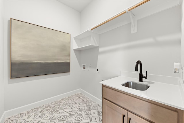 1044 Olympic Dr, Rockwall, TX 75087 - laundry room with washer hookup, hookup for an electric dryer, baseboards, and cabinet space