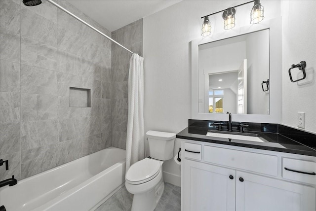 3417 Dovehill Dr, Northlake, TX 76247 - bathroom featuring shower / bath combo, toilet, and vanity