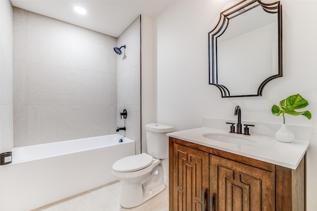 130 Holland Dr, Denison, TX 75020 - bathroom featuring toilet, vanity, shower / washtub combination, and tile patterned floors