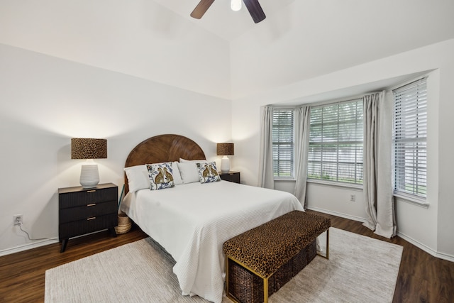 10119 Andre Dr, Irving, TX 75063 - bedroom with baseboards, wood finished floors, and a ceiling fan