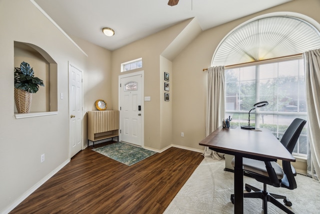 10119 Andre Dr, Irving, TX 75063 - entrance foyer with wood finished floors, baseboards, and a ceiling fan