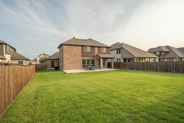 1417 Stoneleigh Pl, Aubrey, TX 76227 - back of property featuring brick siding, a patio, and central air condition unit