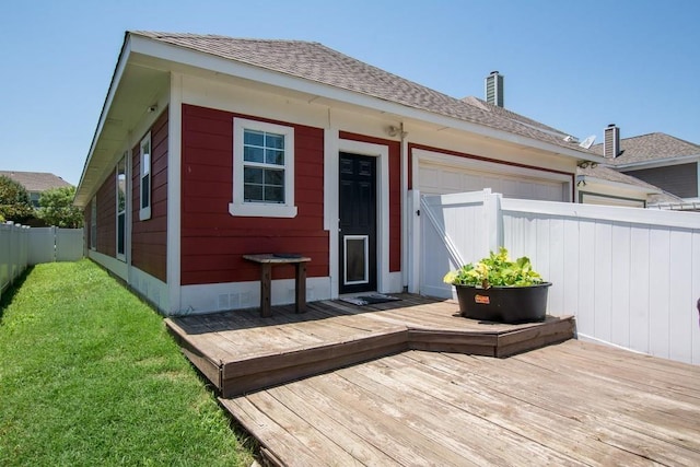 1461 Bristol Ln, Providence Village, TX 76227 - wooden deck with an attached garage