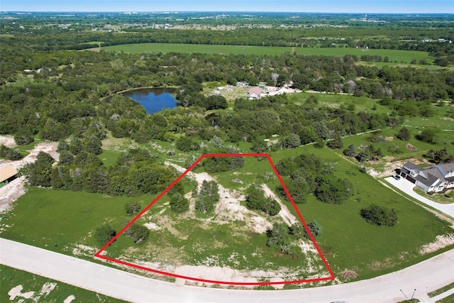 3637 Evergreen Ln, Caddo Mills, TX 75135 - aerial view of property and surrounding area featuring property boundaries highlighted and a nearby body of water