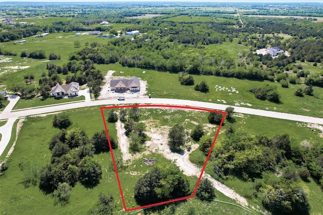 3637 Evergreen Ln, Caddo Mills, TX 75135 - aerial view of property and surrounding area with property parcel outlined