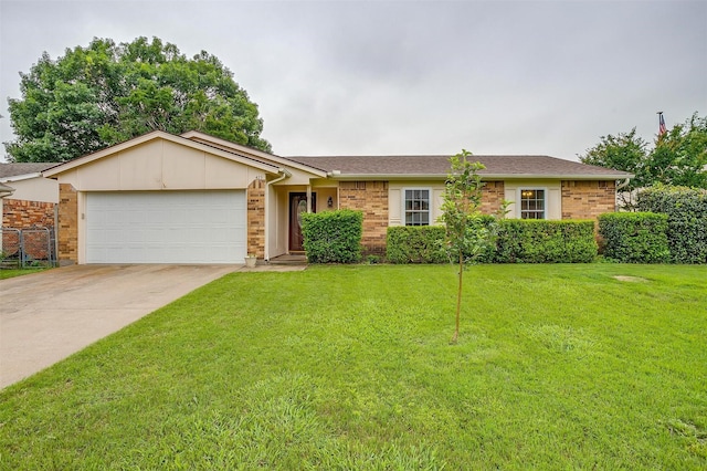 423 Parkview Dr, Burleson, TX 76028 - ranch-style home with a garage, a front yard, brick siding, and concrete driveway