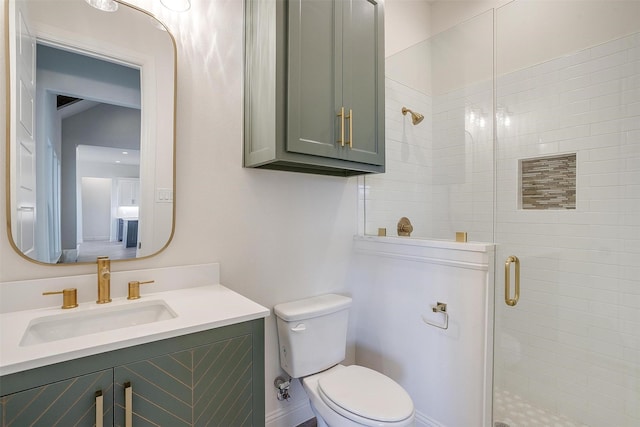 823 Wind River Pass, Azle, TX 76020 - bathroom with a shower stall, vanity, and toilet