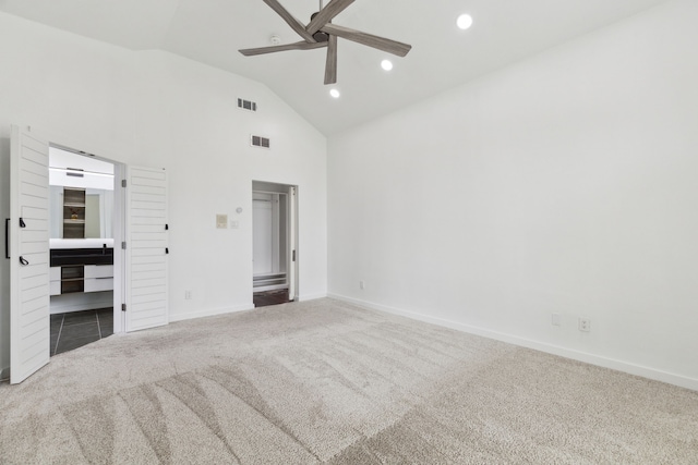 826 Ashley Pl, Mesquite, TX 75181 - unfurnished bedroom featuring carpet, baseboards, a spacious closet, high vaulted ceiling, and recessed lighting