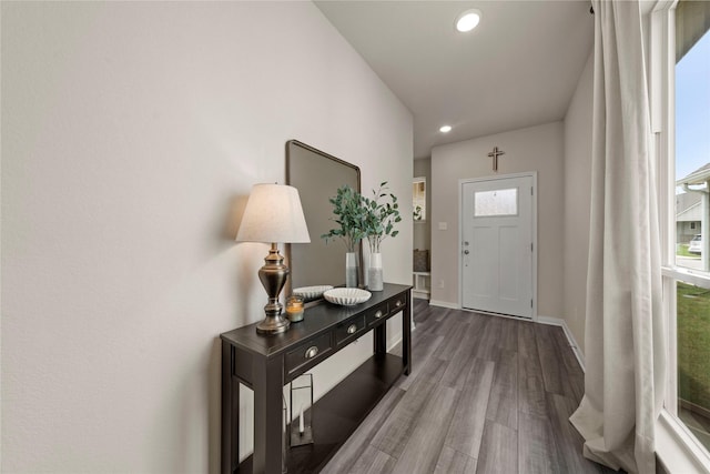 1512 Elise Ave, Waco, TX 76706 - foyer entrance featuring recessed lighting, wood finished floors, and baseboards