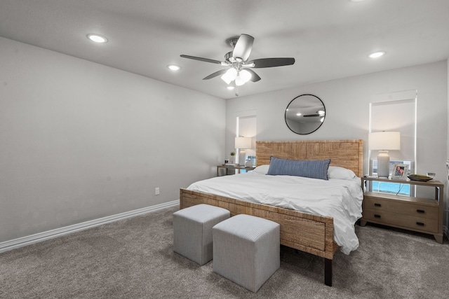 1617 Versailles Dr, Richardson, TX 75081 - bedroom with carpet flooring, recessed lighting, a ceiling fan, and baseboards