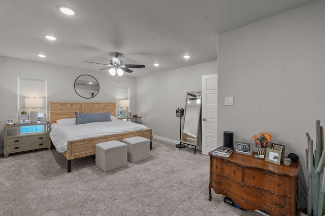 1617 Versailles Dr, Richardson, TX 75081 - bedroom with carpet floors, recessed lighting, a ceiling fan, and baseboards
