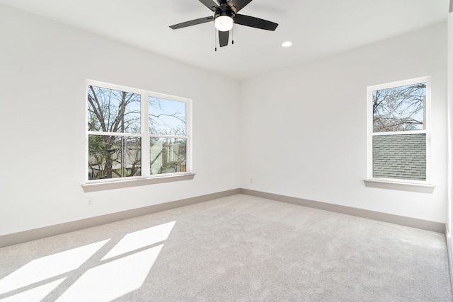 840 Northwood Rd, Fort Worth, TX 76107 - unfurnished room featuring light colored carpet, recessed lighting, a ceiling fan, and baseboards