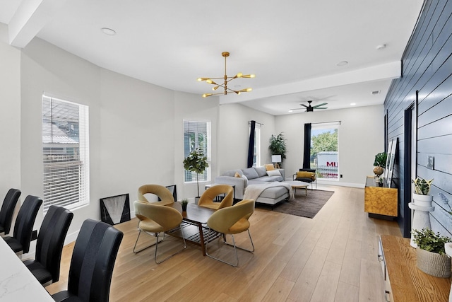 712 W 8th St, Dallas, TX 75208 - living area with a chandelier, light wood-style flooring, recessed lighting, and ceiling fan