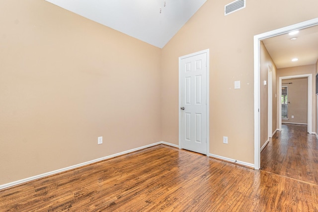 2510 High Pointe Blvd, Mckinney, TX 75071 - spare room with wood finished floors, high vaulted ceiling, and recessed lighting