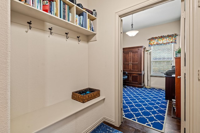 2508 Pioneer Dr, Denton, TX 76210 - mudroom with baseboards and dark wood finished floors