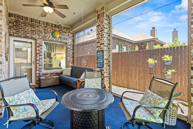 2508 Pioneer Dr, Denton, TX 76210 - view of patio with a ceiling fan and outdoor lounge area