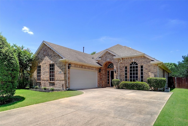 8393 Davis Dr, Frisco, TX 75036 - view of front facade featuring brick siding, driveway, a shingled roof, and an attached garage