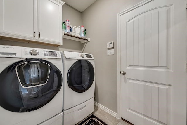 1713 Cattleman St, Van Alstyne, TX 75495 - laundry area with washer and clothes dryer, baseboards, and cabinet space