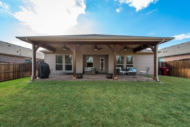 1713 Cattleman St, Van Alstyne, TX 75495 - back of property with a ceiling fan and a patio area
