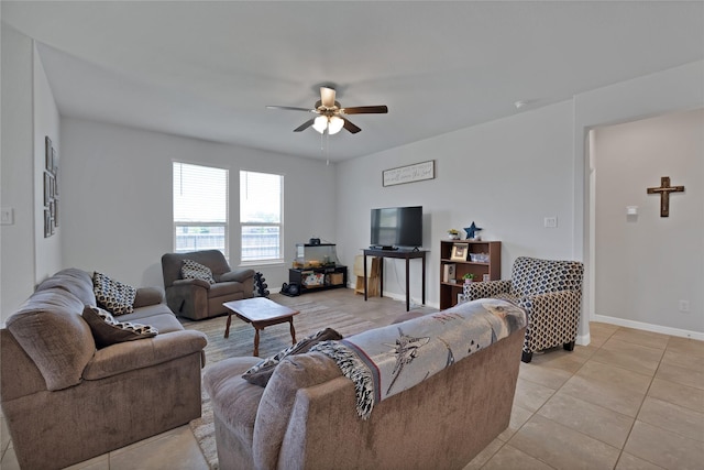 1099 Admiral Dr, Azle, TX 76020 - living area with a ceiling fan and light tile patterned floors