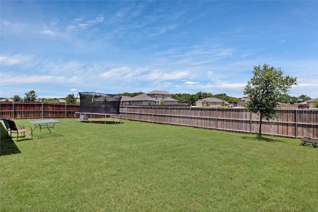 1099 Admiral Dr, Azle, TX 76020 - fenced backyard featuring a trampoline and a residential view