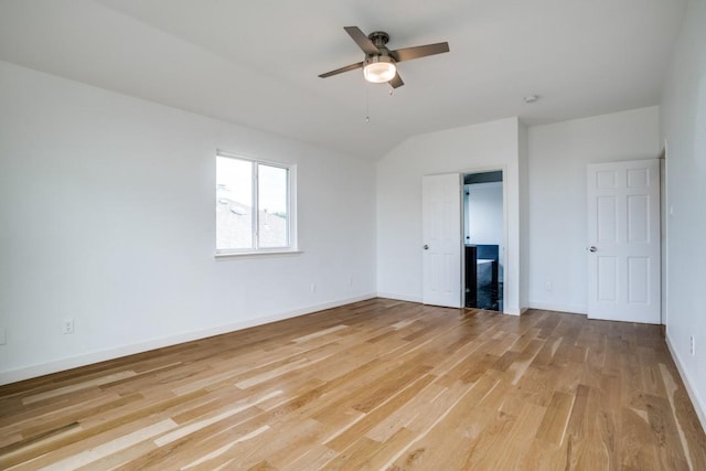 1467 Norfolk Ct, Allen, TX 75002 - empty room featuring light wood-style flooring, a ceiling fan, baseboards, and lofted ceiling