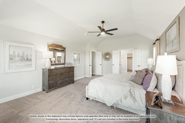 2503 Jennifer Ln, Mansfield, TX 76063 - bedroom with lofted ceiling, carpet, baseboards, and a ceiling fan