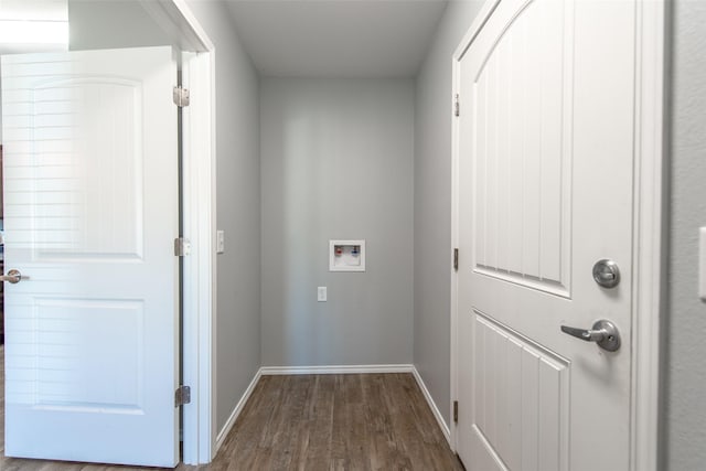 107 Oliver Wendell Ct, Mount Vernon, TX 75457 - laundry room with hookup for a washing machine, dark wood finished floors, and baseboards