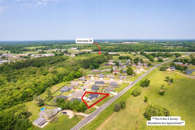 107 Oliver Wendell Ct, Mount Vernon, TX 75457 - aerial perspective of suburban area featuring property boundaries highlighted