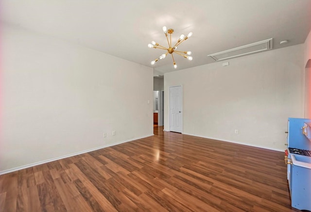 405 Cypress Hill Dr, Mckinney, TX 75071 - unfurnished room with attic access, wood finished floors, baseboards, and a chandelier