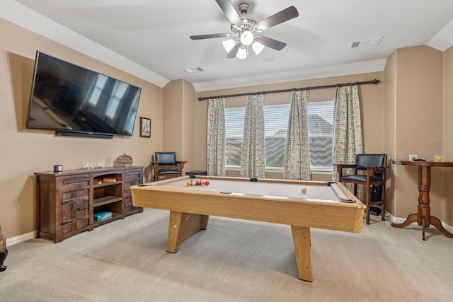 3308 Linkwood, The Colony, TX 75056 - recreation room featuring pool table, carpet, baseboards, and a ceiling fan