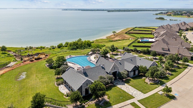 3308 Linkwood, The Colony, TX 75056 - aerial perspective of suburban area with a large body of water and a pool