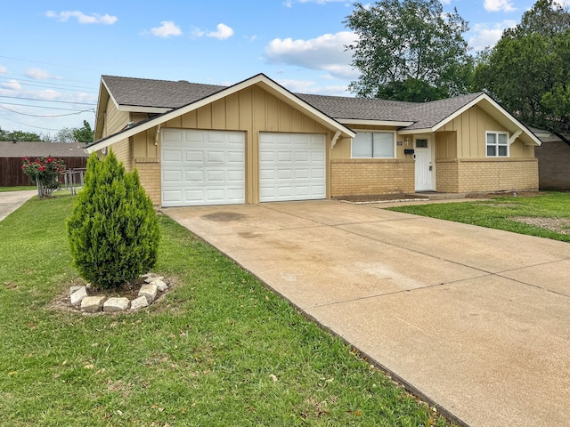 3837 Finley Rd, Irving, TX 75062 - view of front facade featuring brick siding, roof with shingles, an attached garage, board and batten siding, and driveway