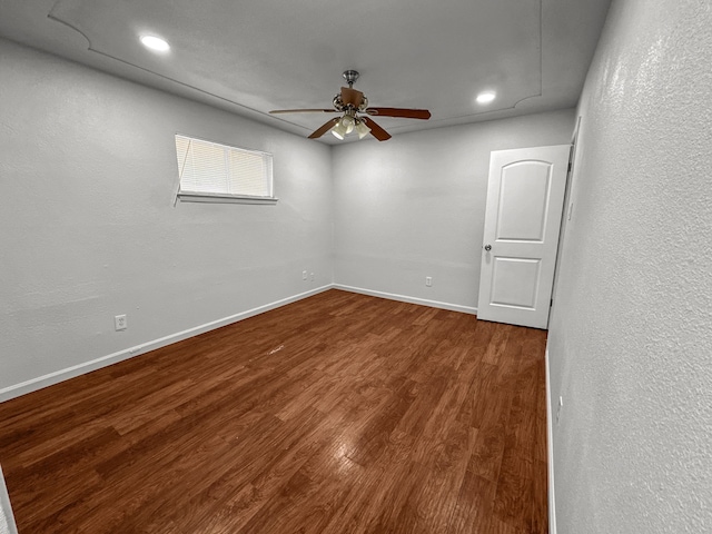 3837 Finley Rd, Irving, TX 75062 - spare room with a ceiling fan, baseboards, wood finished floors, and recessed lighting
