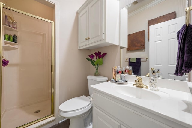 226 Northline Rd, Teague, TX 75860 - full bath with a stall shower, vanity, toilet, and crown molding