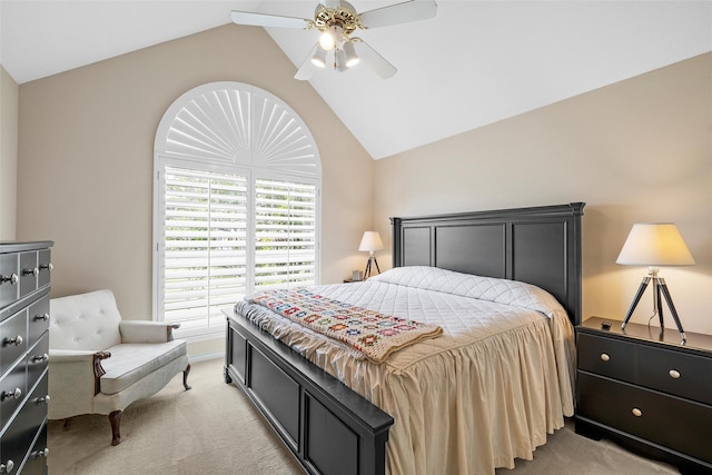226 Northline Rd, Teague, TX 75860 - bedroom featuring light colored carpet, lofted ceiling, and a ceiling fan