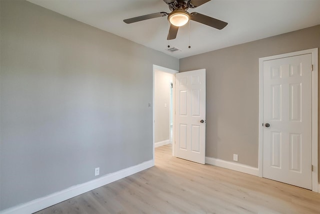 890 Nash Ln, Lipan, TX 76462 - unfurnished bedroom featuring light wood finished floors, baseboards, and ceiling fan