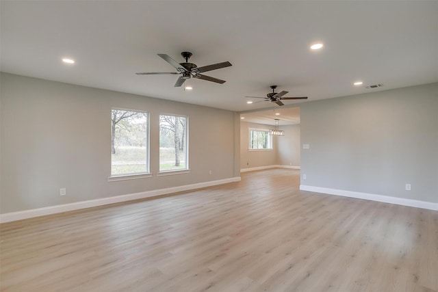 890 Nash Ln, Lipan, TX 76462 - unfurnished room featuring recessed lighting, a ceiling fan, light wood-style flooring, and baseboards